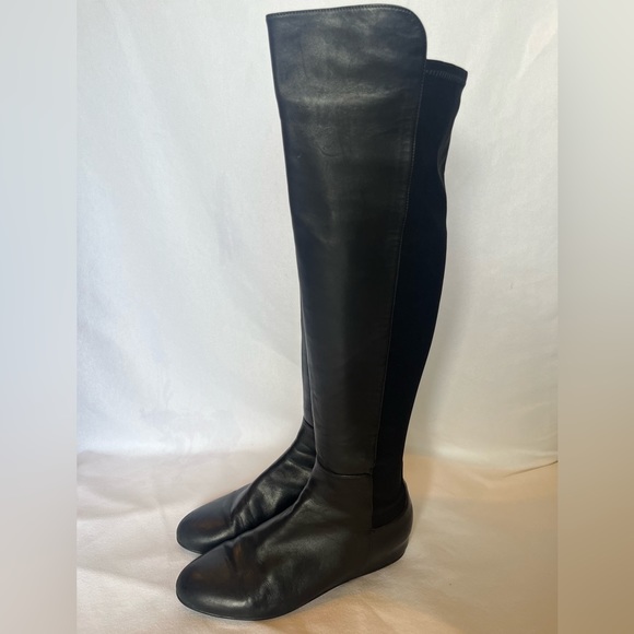 Stuart Weizman Black Leather Knee High Boots Size 9 - Picture 8 of 10